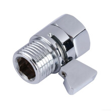 Silver Brass Shower Head Shut Off Valve Flow Control Water Saver G1/2 Connection Polished Chrome Finish