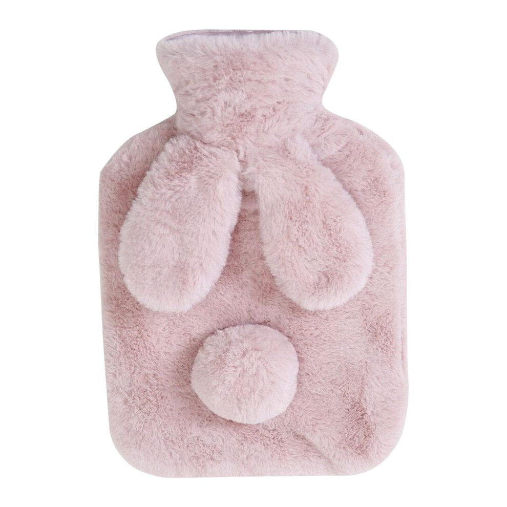 Warm Water Bottle 500ml/1000ml Plush Bunny Design ColdWeather LeakProof With Threaded Stopper Pinkk Hand And Feet Warmer