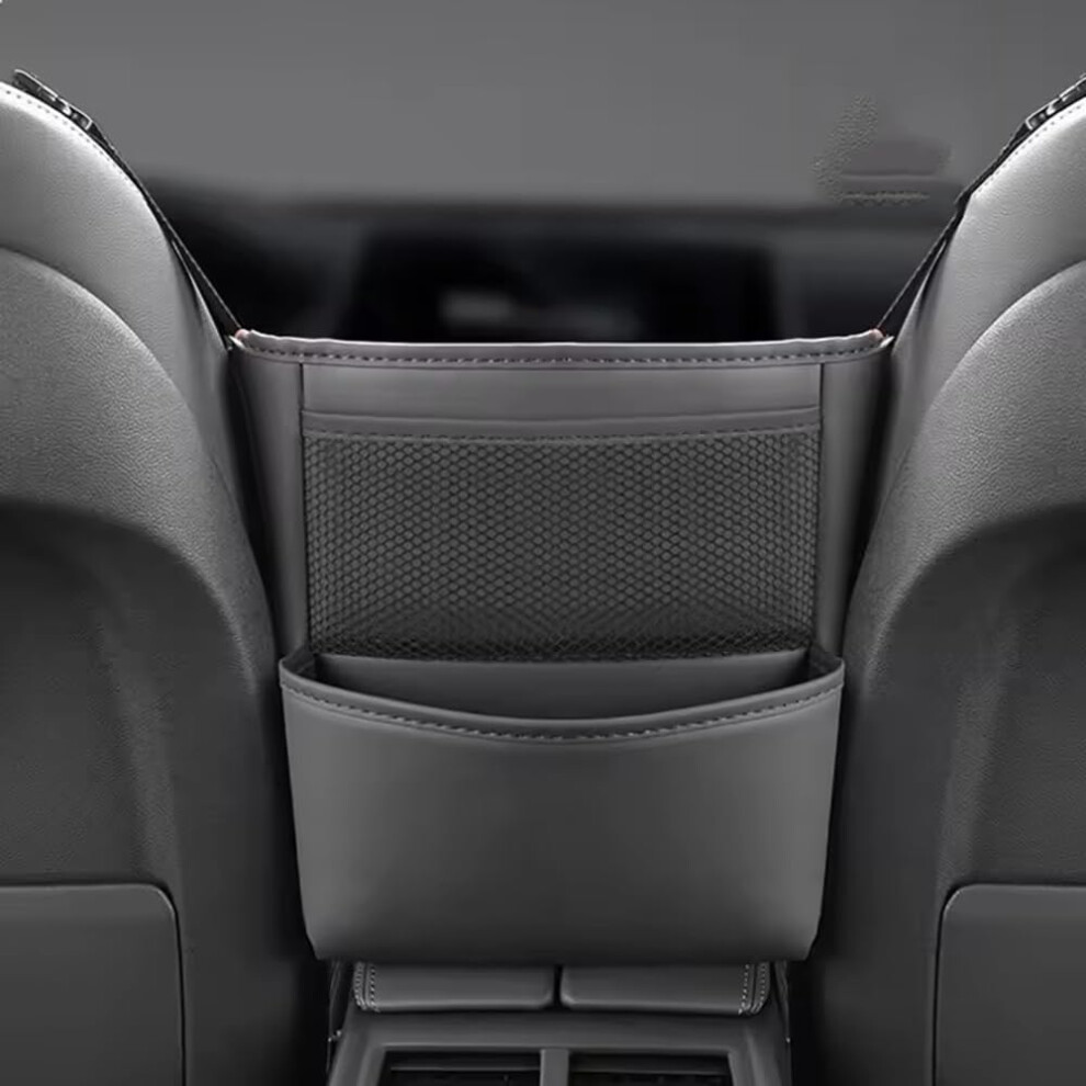 Car Trunk Organizer And Leather Car Seat Storage Bag, Large Capacity Foldable Multicompartment Black 9347817269680