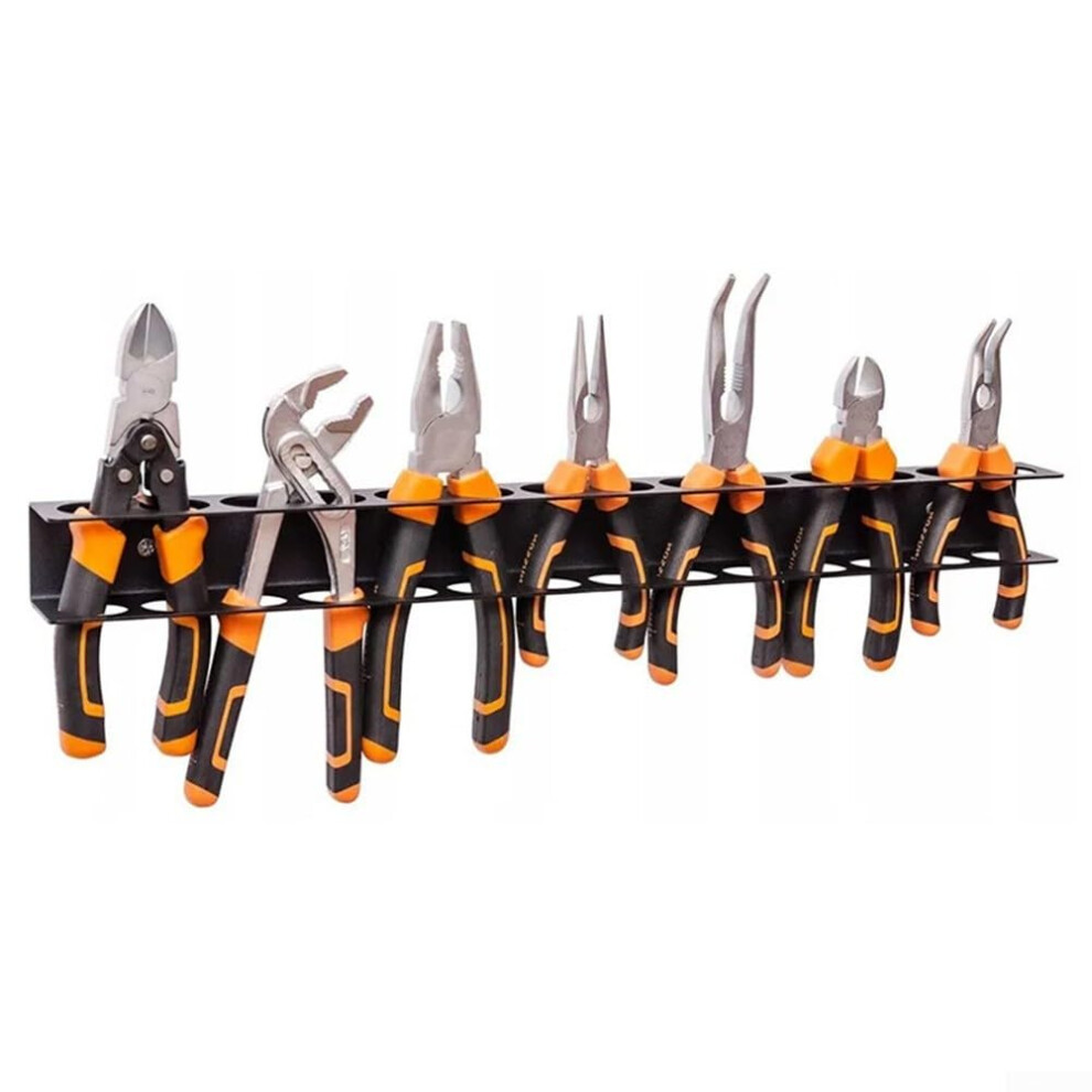 Screwdriver Wall Mount Organiser Rack 14Slot Heavyduty Steel Gadget Holder Garage Pliers Rustresistant Black 9426802653144
