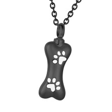 Paw Print Pet Urn Necklace Pet Cremation Jewelry For Ashes Stainless Steel Memorial Necklace