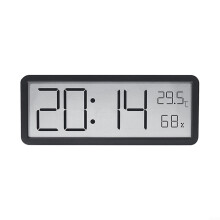LCD Screen Digital Wall Clock Humidity Display Electronic Clock Black