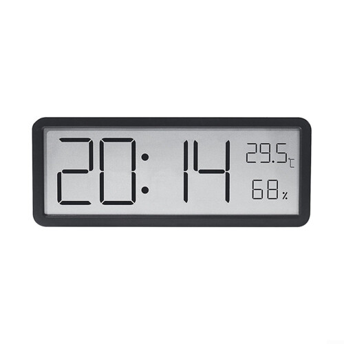 LCD Screen Digital Wall Clock Humidity Display Electronic Clock Black