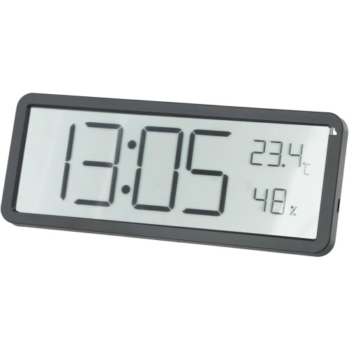 LCD Screen Digital Wall Clock Humidity Display Electronic Clock Black 2