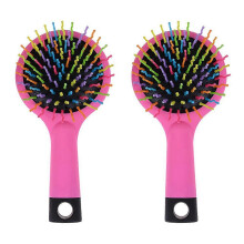 (As show, Purple) Rainbow Volume Brushes Detangling Hair Brushes Hair Curl Straight Magic Combs (Pink & Purple& Black)