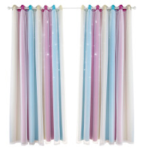2pc Gradient Star Pattern Blackout Curtains, Double Layer, 100*130cm to 134*270cm