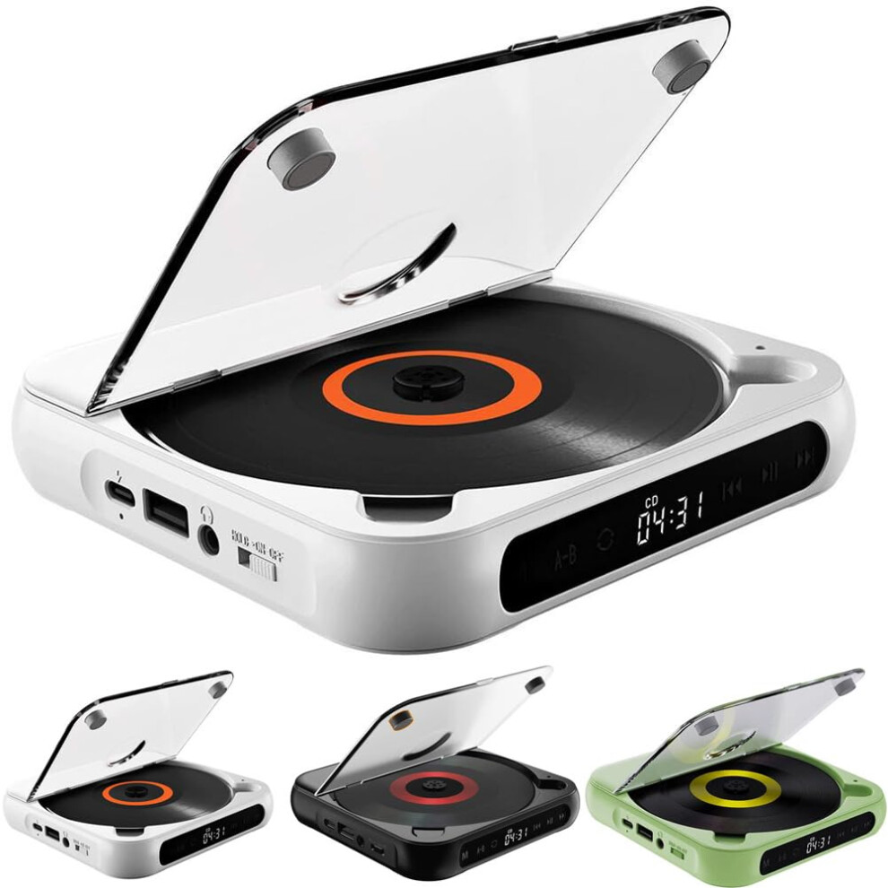 Portable Cd Player Bluetooth 5.3, Rechargeable For Home Car Travel, Hifi Sound, Cd/Cdr/Cdrw/Mp3 Compatible White 9189345381041