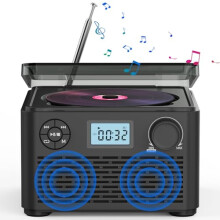 Portable CD Player With Cassette Combo, 4000mAh Battery, FM Radio, Indoor/Outdoor Use, Vintage Style Music Disc Player