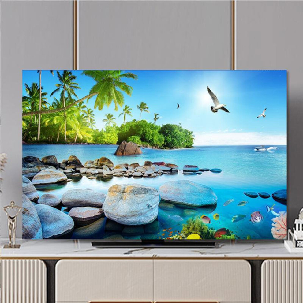 Tv Cover Seaside Scenery 65Inch Polyester Indoor Dustproof Screen Protector For Standmounted Led Lcd Tvs Color13 9382693978004