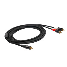 RCA Y-Kabel 1 männlich auf 2 männlich, 16,4 Fuß Stereo-Audiokabel, schwarz