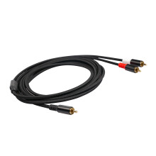 Câble audio stéréo RCA en Y, 1 mâle vers 2 mâles, câble audio double blindé, plaqué or, longueur 2 mètres.