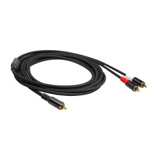 Câble RCA Y 1 Male vers 2 Mâles, 5 mètres, double blindé, plaqué or