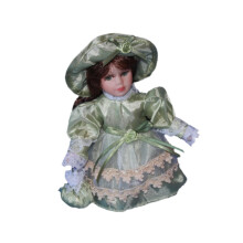 Decorative Ceramic Doll 20cm Ceramic Doll in Dress for Desk Decoration