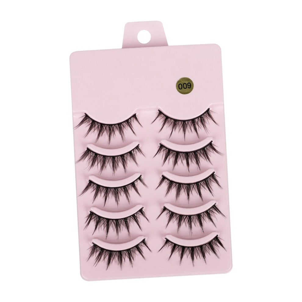 5Pcs Black False Eyelashes Wispy Makeup Eyelashes for Woman Valentines