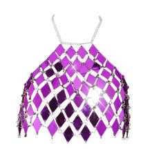 Sequin Crop Top Club Halter Bra Wear Bling Backless Crop Top