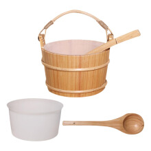 Wooden Sauna Bucket with Ladle Sauna Accessories for Bathtub Bathroom