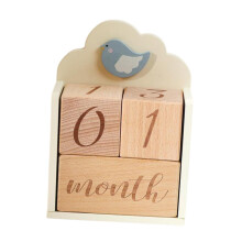 Wooden Baby Age Blocks for Baby Shower Unique Numbers Blocks Milestone