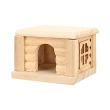Wooden Hamster House Platform with Window for Syrian Hamsters Lemmings
