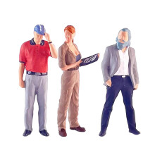 3Pcs 1:64 Scale Women Men Figures Resin Realistic Man in Hat Desktop D