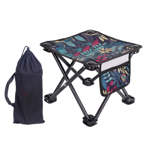 Camping Stool Folding Stool Seat with Side Pocket for Picnic Traveling