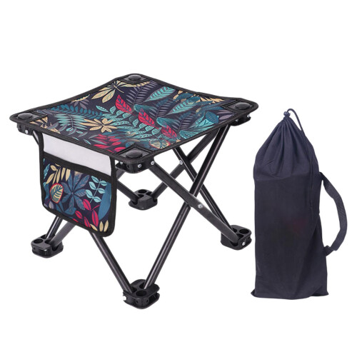 Camping Stool Folding Stool Seat with Side Pocket for Picnic Traveling 2