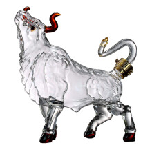 Glass Liquid Decanter Dispenser Drinkware Beverage Animal Bull Wine De