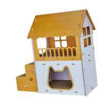 Cardboard Cat House Hide Out Stairs Shape for Indoor Cats Kitty Pet Su