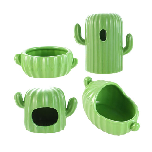 4Pcs Ceramic Hamster Hideout Hamster House for Chipmunk Chinchilla Squ