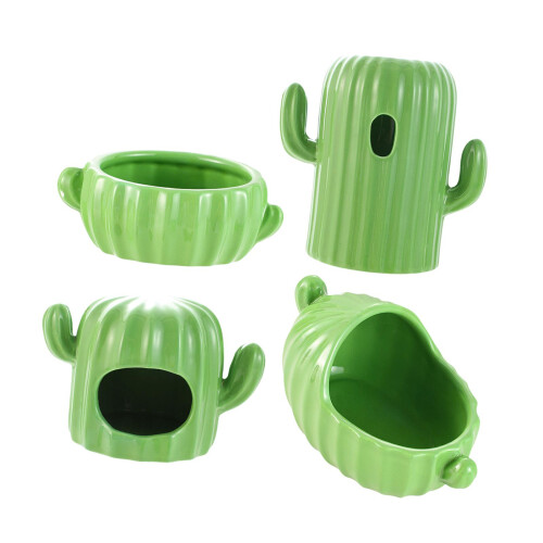 4Pcs Ceramic Hamster Hideout Hamster House for Chipmunk Chinchilla Squ 1