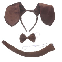 Dog Ears Headband Tail Bowtie Set Gifts Headdress for Performance Danc