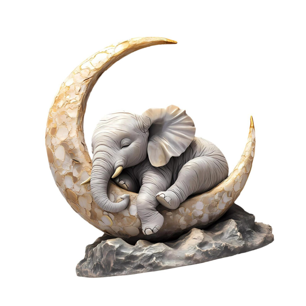 Elephant Sleeping on The Moon Gift Art Tabletop for Restaurant Shelf K