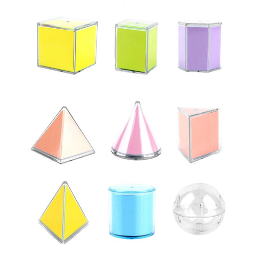 9 Pieces Folding Geometric Shapes 3D Geometric Solids for Classroom Ch