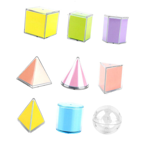 9 Pieces Folding Geometric Shapes 3D Geometric Solids for Classroom Ch 2