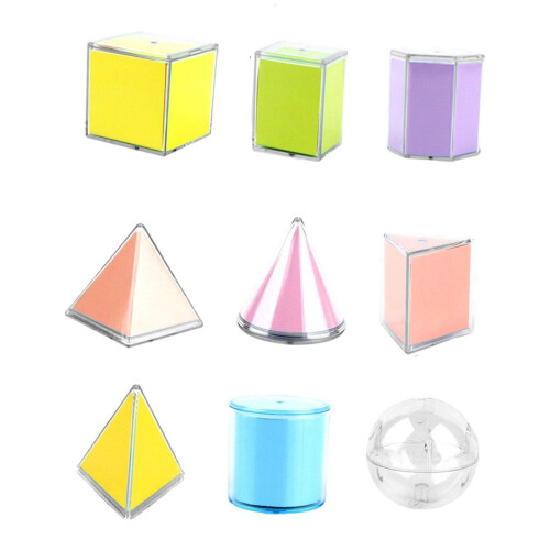 9 Pieces Folding Geometric Shapes 3D Geometric Solids for Classroom Ch 1