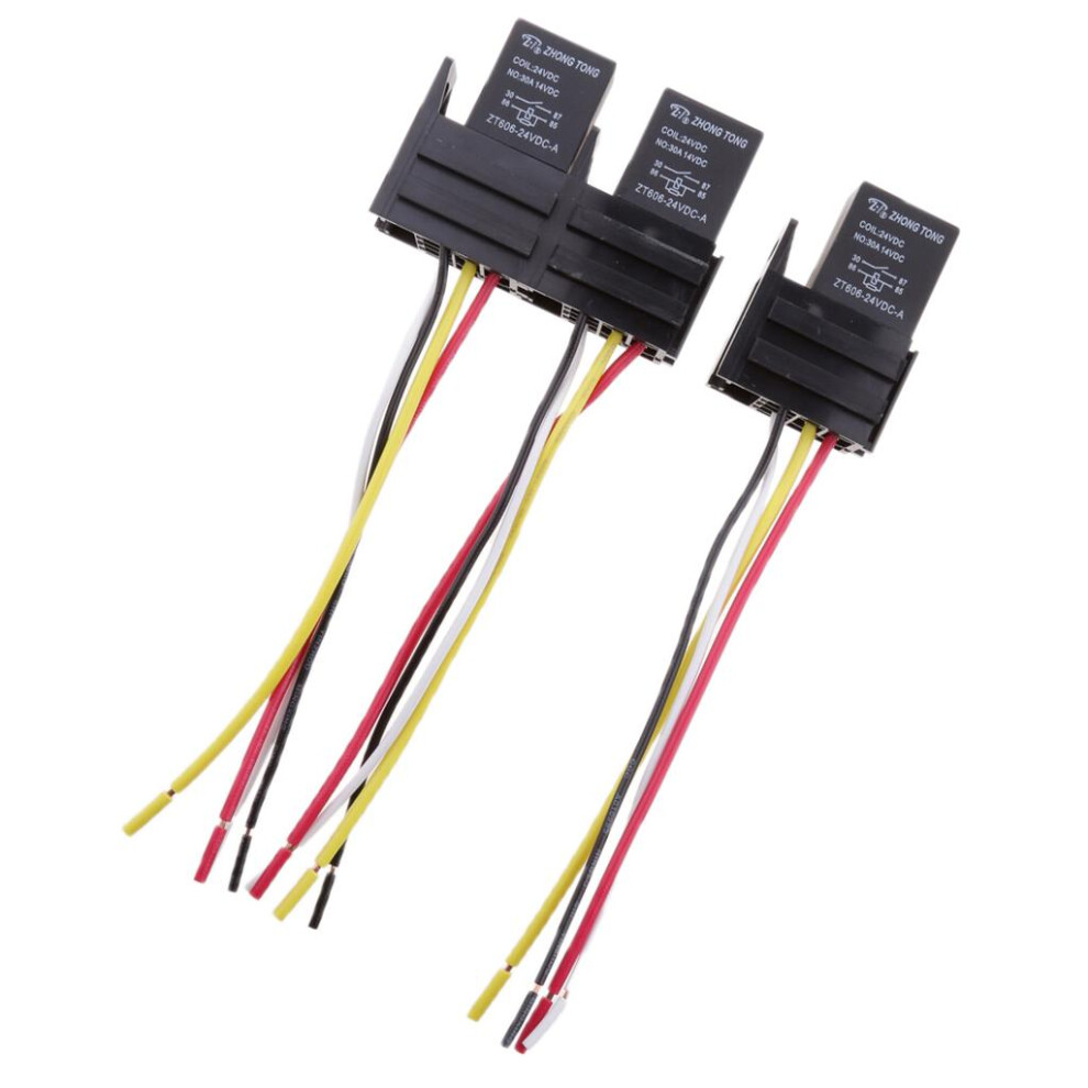3 Sets 24V 30A Car Automotive 4 Pin Spst Relays And 4 Wires Harness So 6901423359345