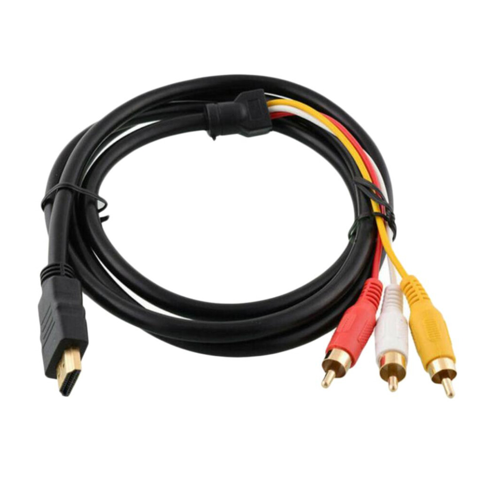 Hdtv Male To 3 Rca Video Audio Av Component Cable Adapter (Black) Black 6901423361904