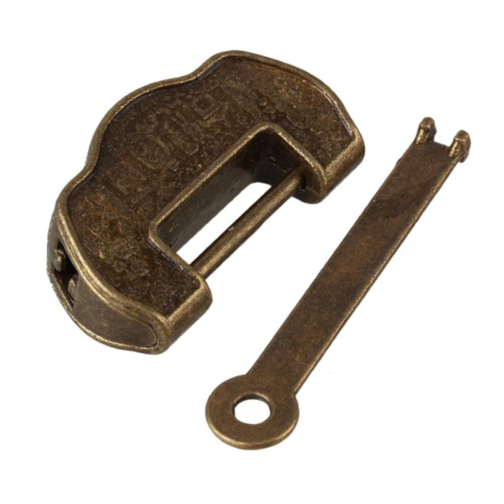 Vintage Chinese Style Antique Carved Word Padlock Locks With Key S 6901423361898