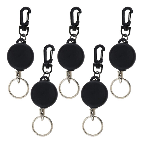 5 Pieces Retractable Keychain Clip Extendable Split Ring Pull Recoil 6 2