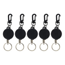5 Pieces Retractable Keychain Clip Extendable Split Ring Pull Recoil 6