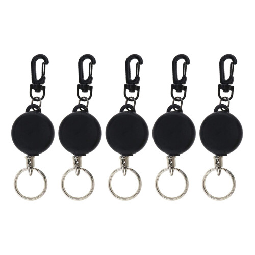 5 Pieces Retractable Keychain Clip Extendable Split Ring Pull Recoil 6