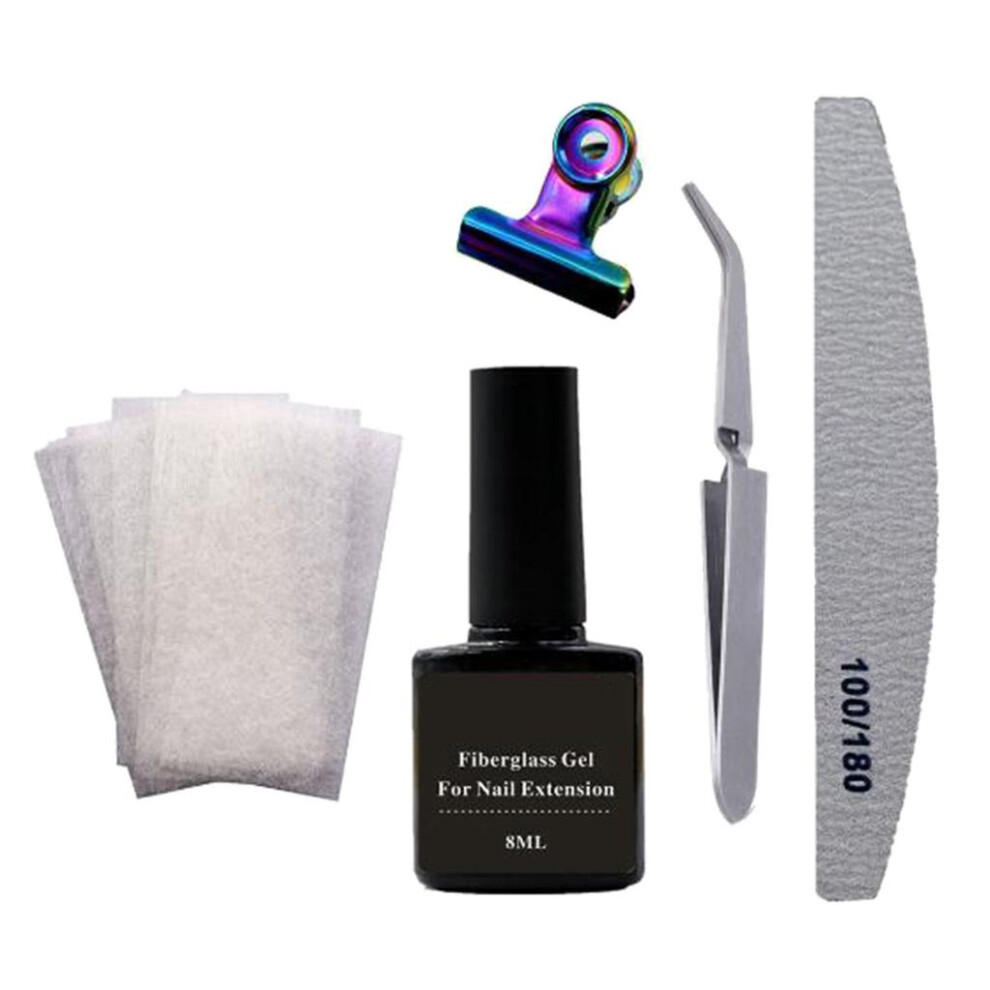Light Nail Art Non-Woven Silk Fiberglass Gel Tip Extension Fiber Kit