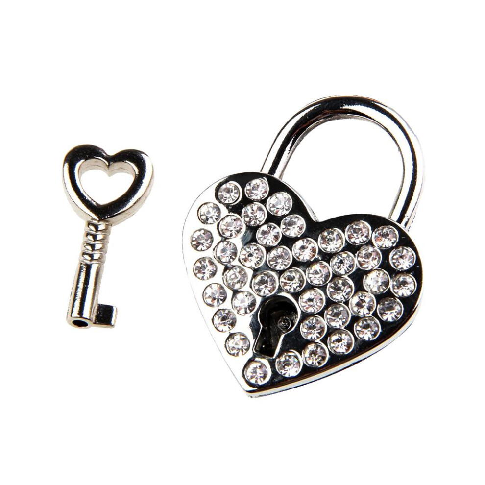 Mini Padlock Heart Shape Luggage Case Crystal Padlock Lock With Key 6901423361317