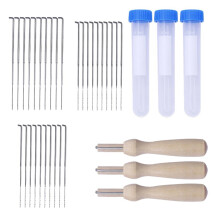 30Pack Wool Fibers Felting Needles with Wood Handle 3 Storage Bottle 3