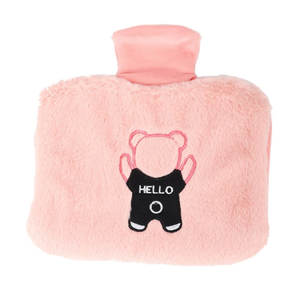 Pink Hot Water Bottle With Removable Cover, 1.5L Leakproof Rubber Bag For Pain Relief And Heat Therapy (Pink)