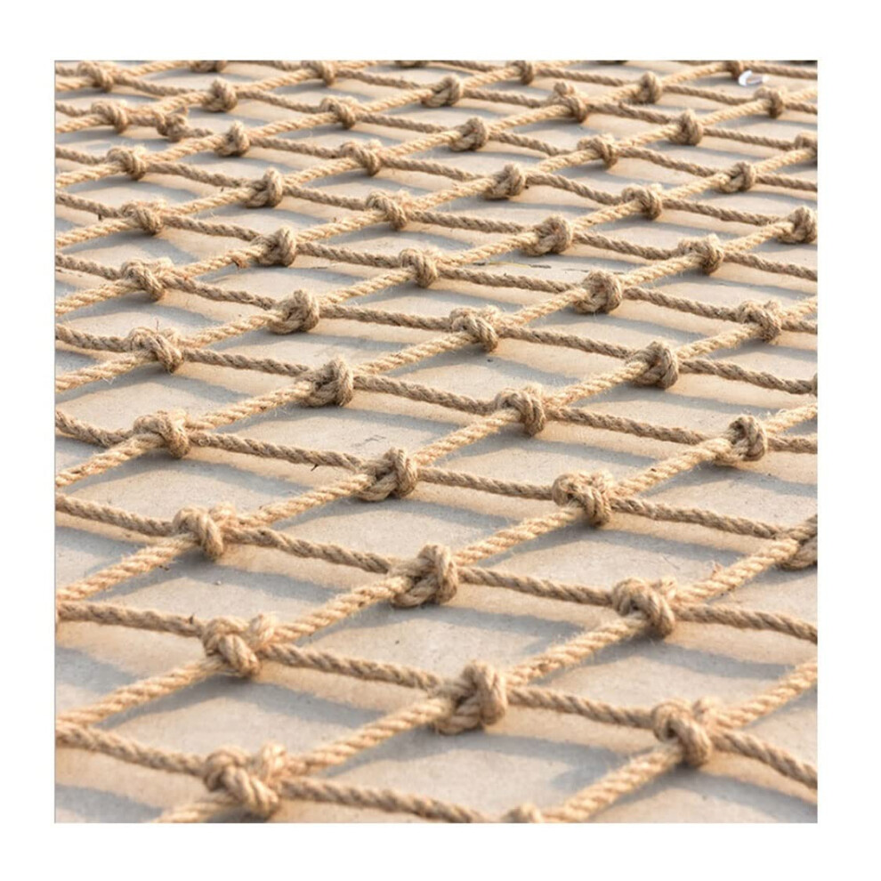 Hemp Rope Safety Net For Balcony And Stairs, Heavy Duty 10Cm Mesh Child Fall Protection 2X2m Yellow