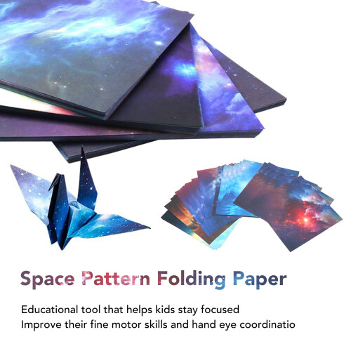 200 Sheets Double Sided Folding Space Pattern Paper for Kids Arts Crafts 2