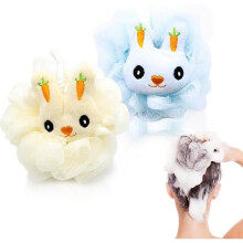 Shower Flower Set of 2 Washable Shower Flower for Kids, Adorable Bath Flower Shower Sponge for Body, Mesh Loofah