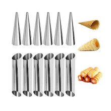 Set of 12 Stainless Steel Non-Stick Cannoli Molds - For Cream Cones - Pastry Tools