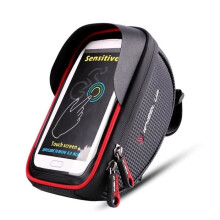 Waterproof Bike Phone Bag MTB Bicycle Handlebar Frame Mount with Touch Screen for Phones Under 6.0 Inch - Red