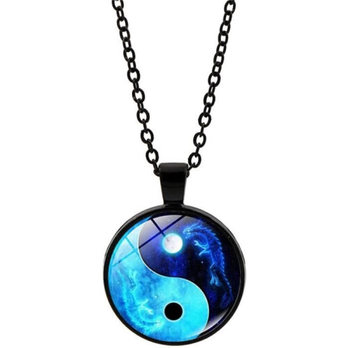Κολιέ - ZHUODIKE - Yin Yang BFF - Dragon Pendant - Κράμα ψευδαργύρου - Σκούρο Μπλε